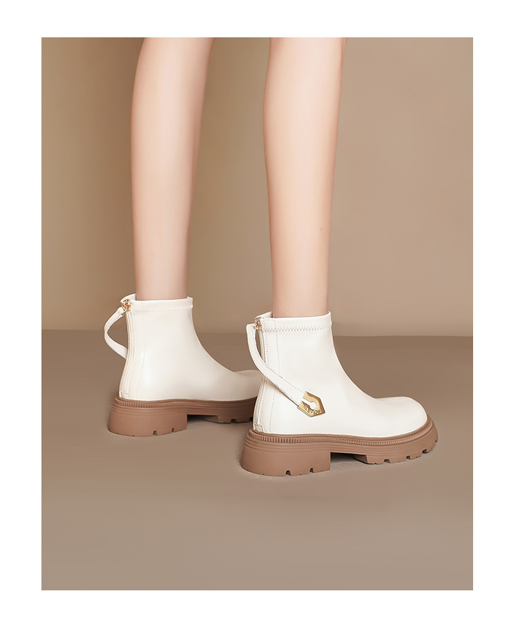 Women's Mesh Ankle Boots Thick Sole Back Zipper Single Boots_voghion.com