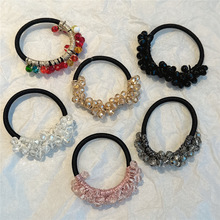 2023年秋冬新款彩色水钻编织发圈高弹力绑头发橡皮筋皮套发饰少女