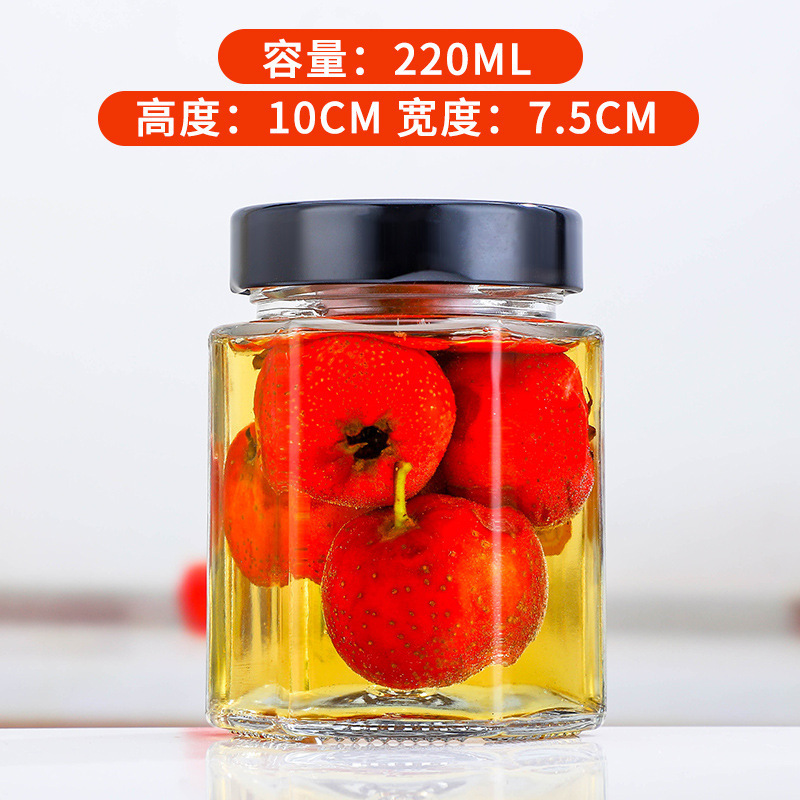 六角ガラス瓶密封瓶蜂蜜瓶缶瓶高温耐性チリソース食品詰め替えボトルメーカー卸売|undefined