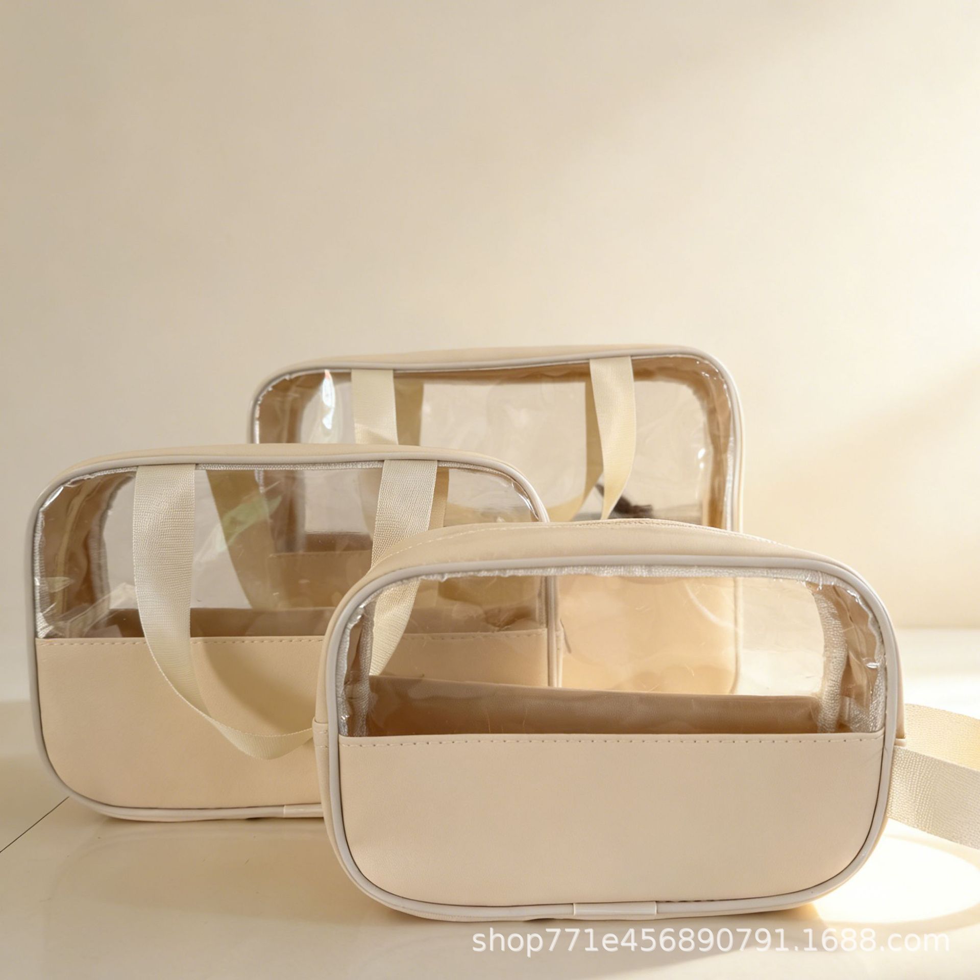 Gran capacidad de estilo coreano portátil pu esmerilado transparente impermeable espesado lavado almacenamiento bolsa de maquillaje a prueba de polvo comercio exterior