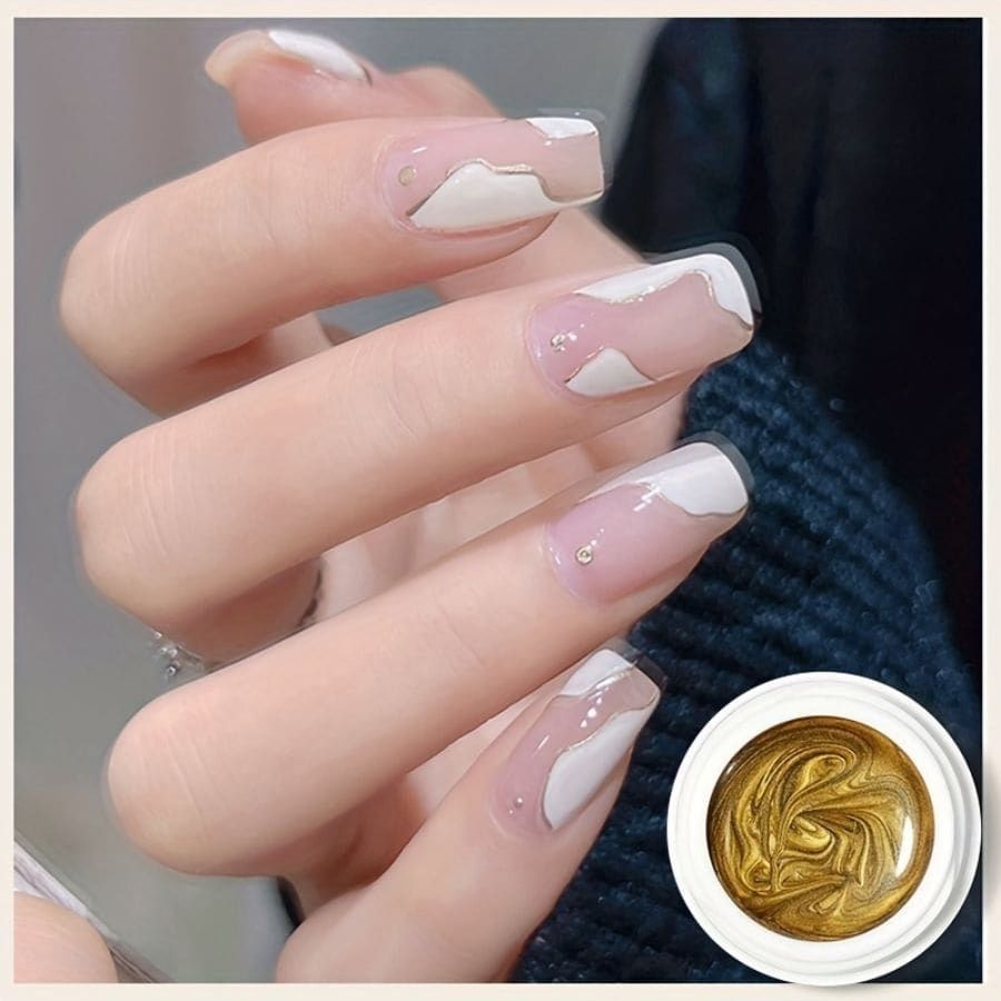 Arte de uñas de alta densidad dibujo línea pegamento gancho borde pintura flor pintado platino pegamento espejo metal oro plata Negro Blanco Flash