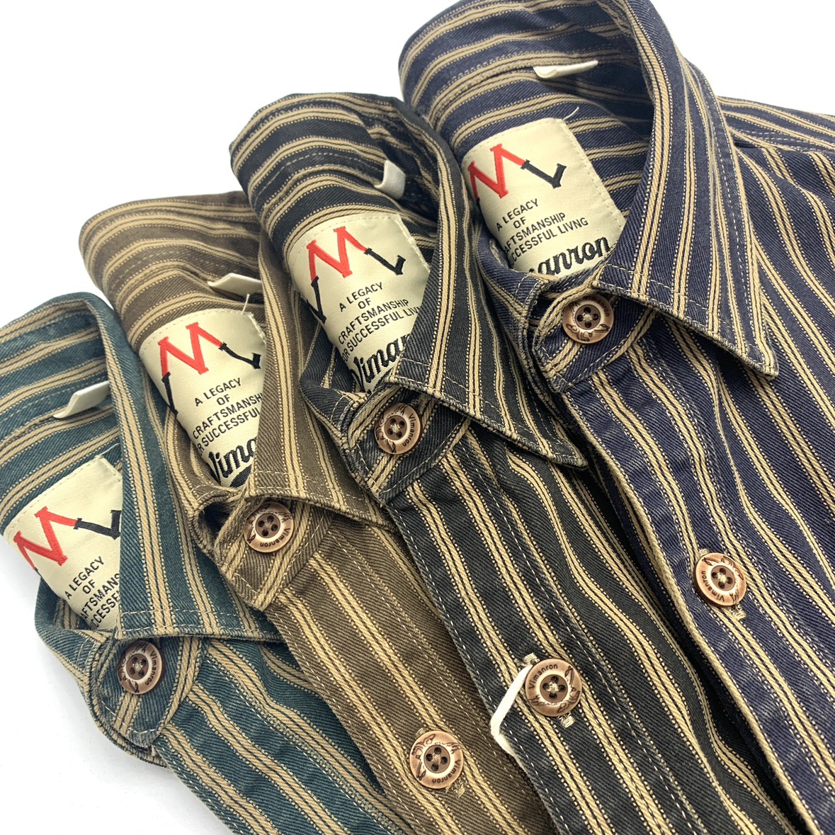 Ami Khaki Stripesd Shirt Men's Heavy Thick Workwear Double Pocket Jacket Men's Autum Retro Loose Large Size Jacket