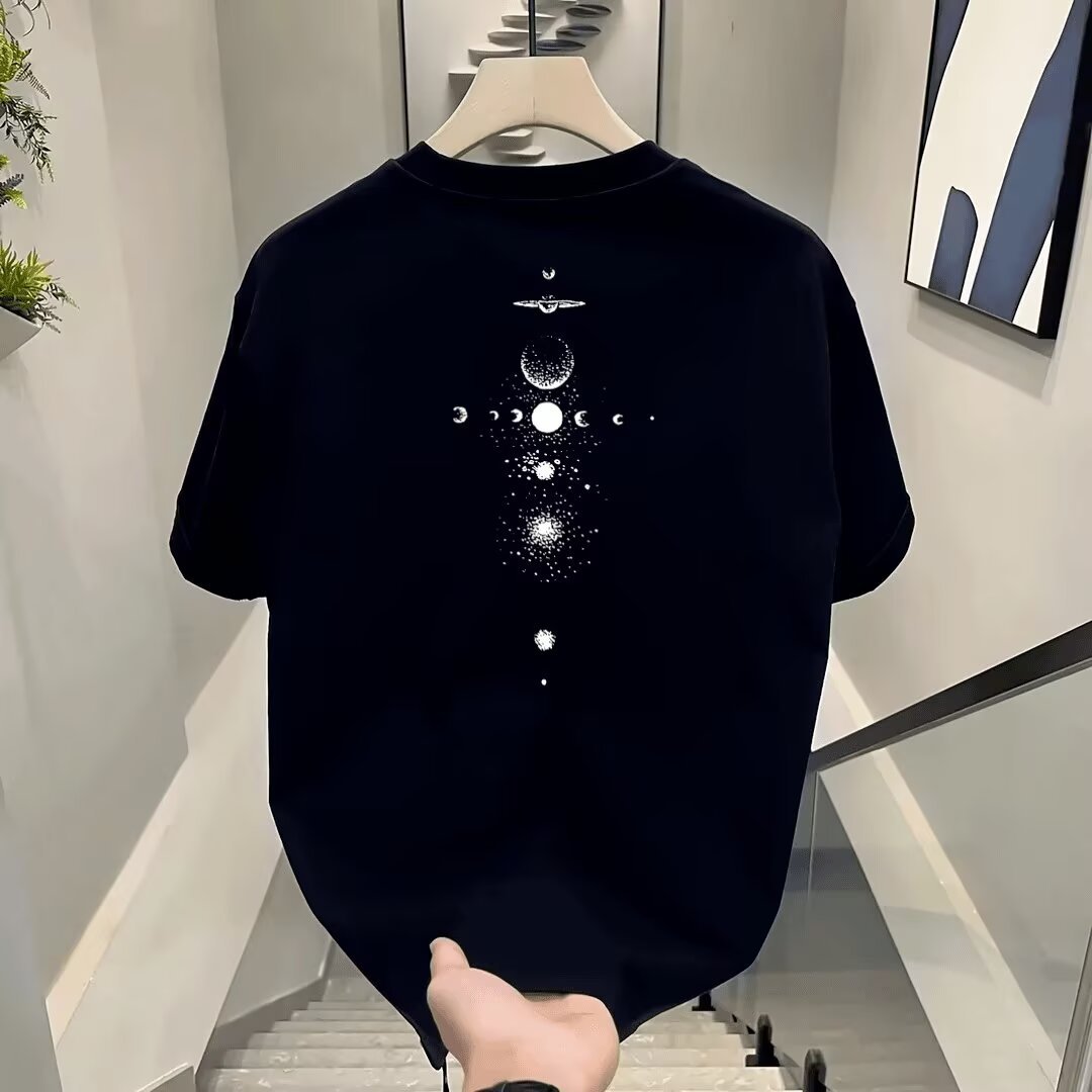 Men's Casual Short Sleeve T-Shirt With Cartoon Print, Soft Breathable Cotton, Comfort Fit Round Neck Tee For Daily Wear_viptrois.com