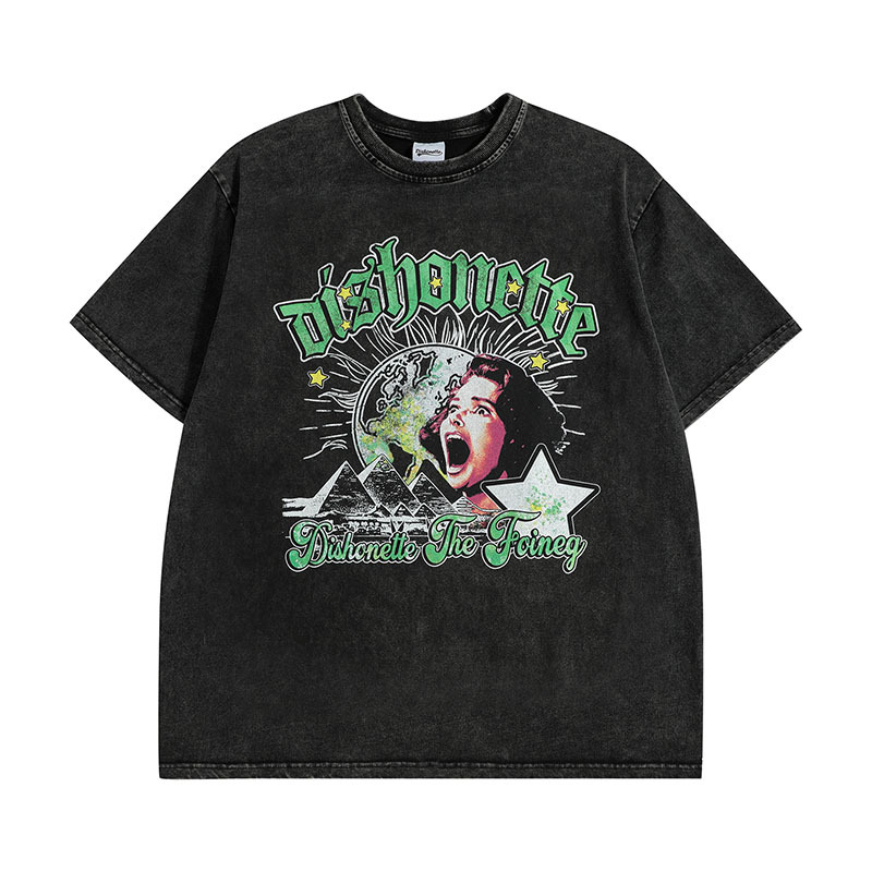 TKPA原創美式潮牌水洗做舊短袖t恤男女hiphop高街復古古着半袖T恤