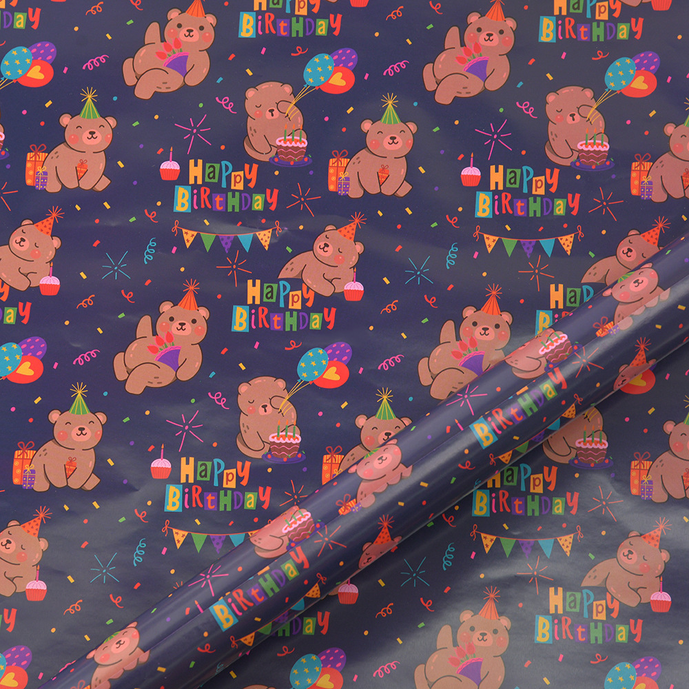 Nuevo papel de embalaje de regalo de dibujos animados de animales papel de regalo de cumpleaños para niños caja de regalo de vacaciones papel de regalo embalaje de papel recubierto