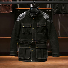 复刻RLM65猎装款真皮皮衣男士真皮腰带款磨砂牛皮夹克