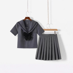 抖音爆款直销jk制服灰二本水手服学生服学院风春秋短长袖百褶裙