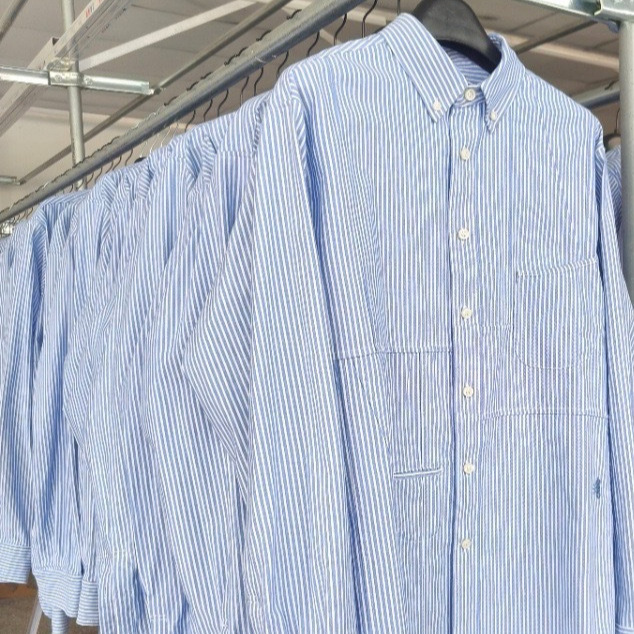 45R Boyfriend Style Shirt Deconstructed Design Exported to Japan Heavy-Duty High-Weight Oxford Striped Early Autumn Shirt