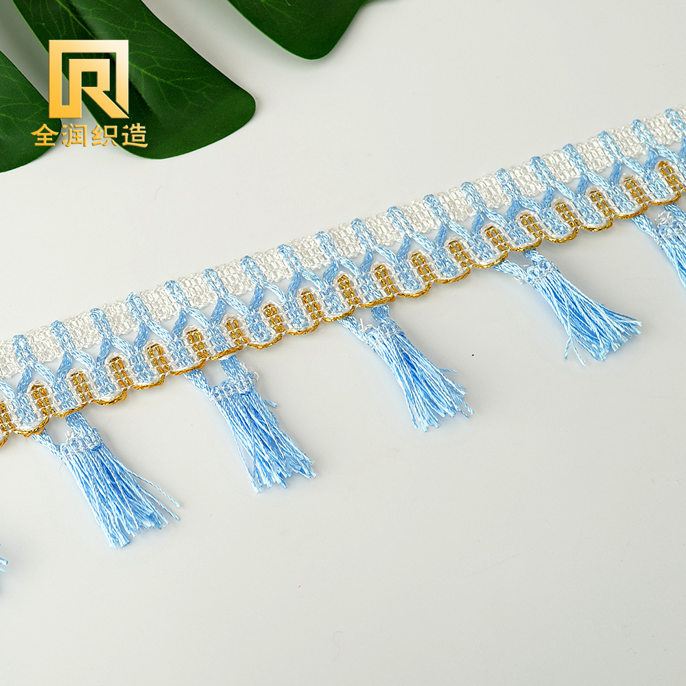 供应大货车窗帘装饰龙须穗子花边 实惠款花边穗流苏绒线宽花边