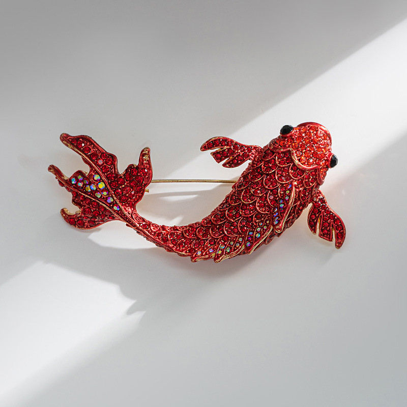 Good luck in the new year, red carp brooch, sweater cardigan pin ornament_voghion.com