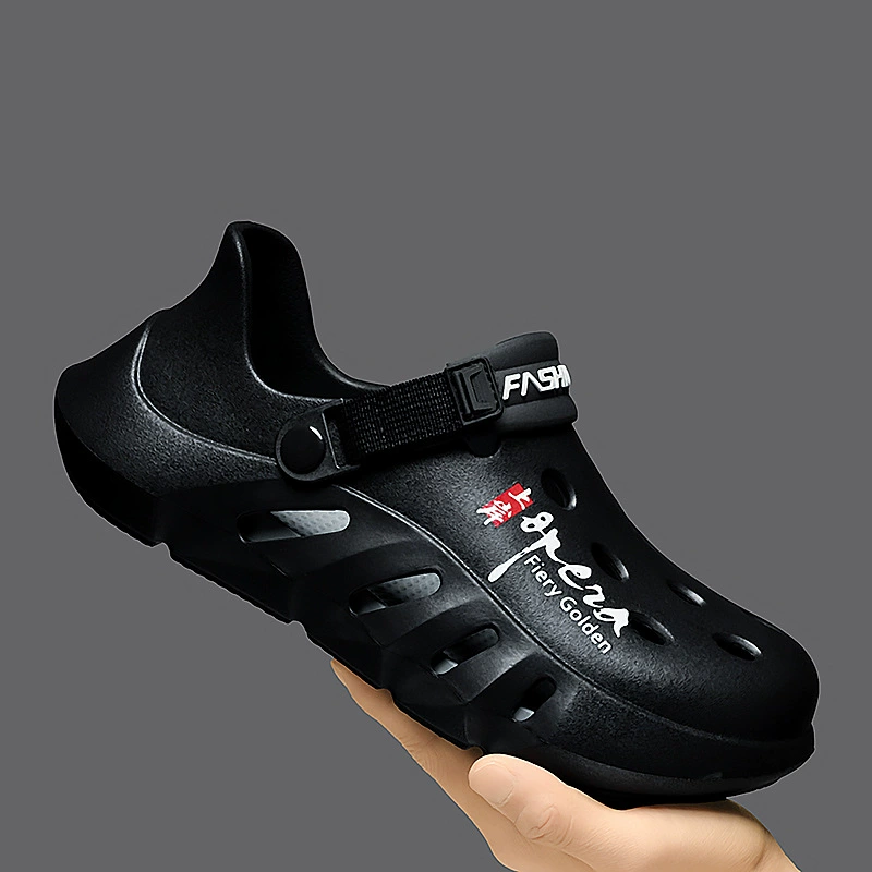 Мужская обувь из крокодиловой кожи. Летняя верхняя одежда. Модные нескользящие износостойкие универсальные тапочки. Верхняя одежда на толстой подошве. Пляжные сандалии двойного назначения для мужчин.