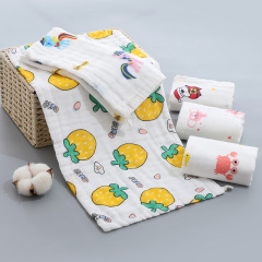 Pure cotton children's towel baby six-layer printed gauze children's towel bath sports towel home soft absorbent towel