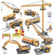 Cross-border multi-functional alloy car suit taxiing engineering car digging mixer forklift big crane crane toy