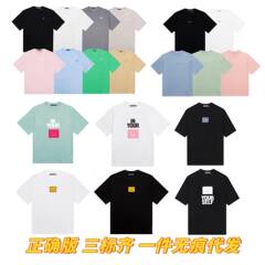 Acneゆるい丸首のアルファベットの小さい四角の経典の笑顔のレーザーはプリントの半袖の女性のカジュアルなtシャツのカップルを発射します。