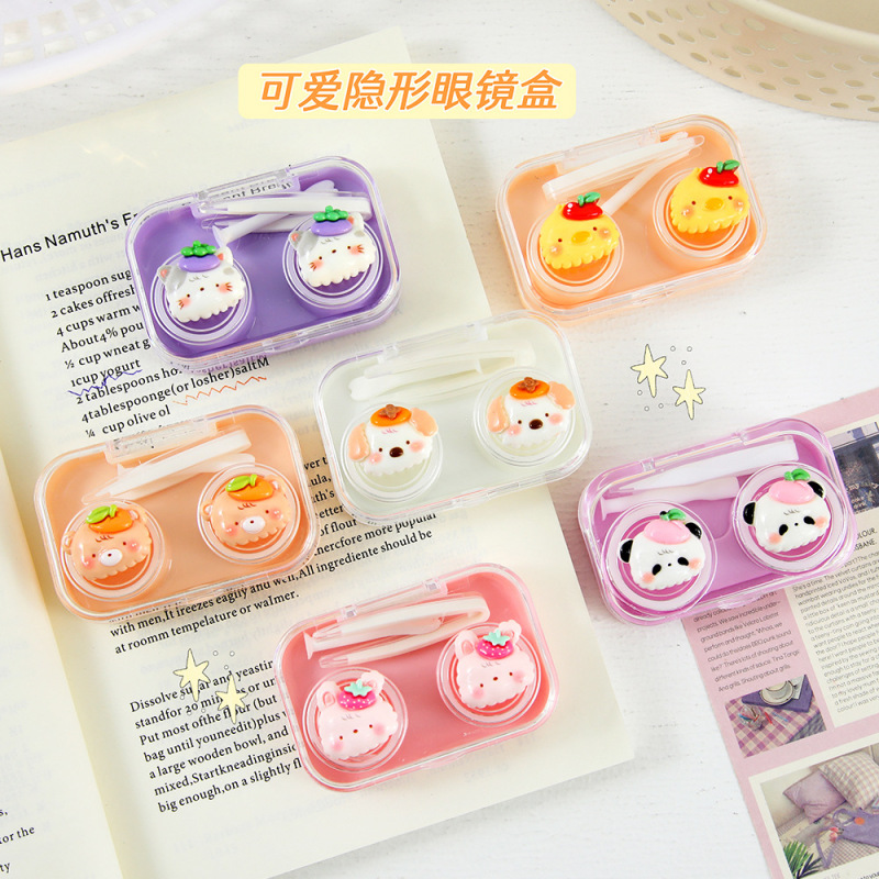 Cartoon Panda Contact Lens Case, Cute and Compact, Visible and Transparent, Portable Companion Box for Girls, Wholesale
