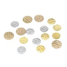 diy饰品配件不锈钢不规则压纹圆片 百搭手链项链耳饰带孔小挂件