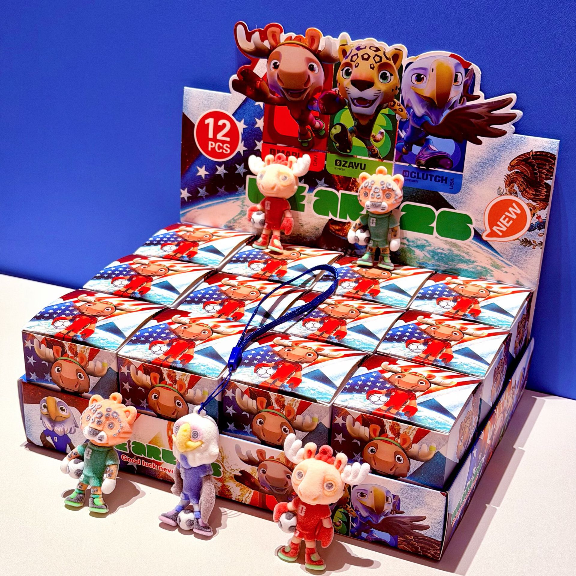 Copa del Mundo de dibujos animados muñecas de flojo caja ciega Copa del Mundo de fútbol resina colgante bolsas de dibujos animados joyas Wenchuang