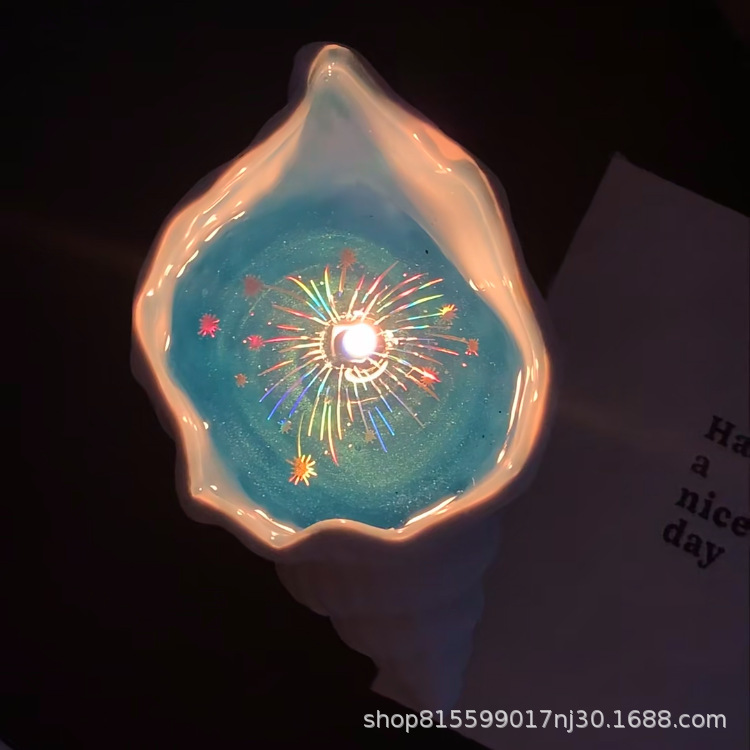 「Sea Fireworks」クリエイティブな巻貝の香りのキャンドルカップゼリーワックスオーシャンフレグランス、親友へのギフトとして|undefined