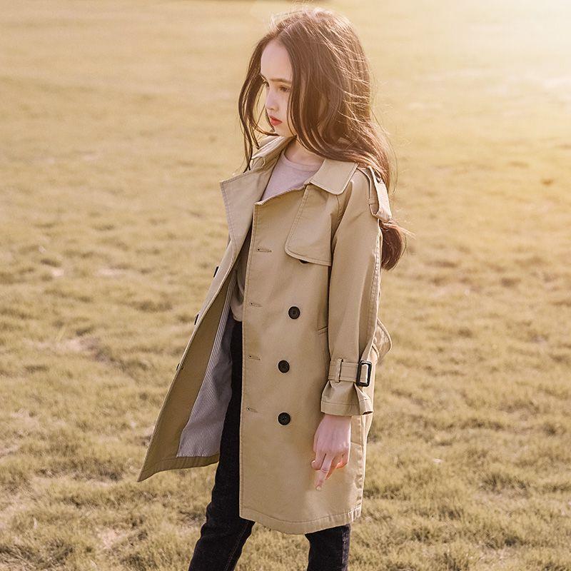 British mid-length girls' trench coat