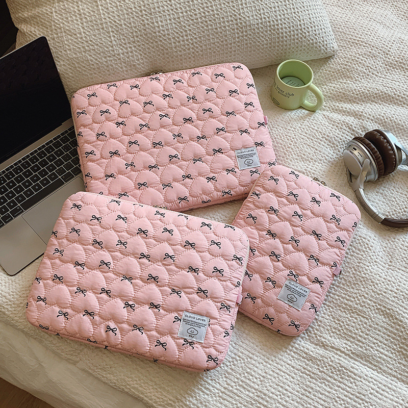 批发定跨境2026笔记本电脑包绗绣办公加厚14寸防水便携收纳内胆包