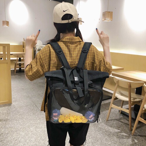 Backpack Korean Version Origin Host Transparent Bag PVC Pain Bag Women's Dual Shoulder Bag Crossbody Bag Single Shoulder Bag Women's Large