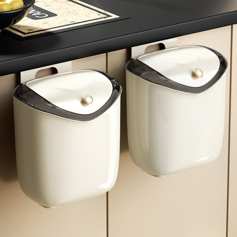 Wall-Mounted Trash Can with High Aesthetic Value for Kitchen Waste, Narrow Gap Storage, Household Use, with Lid, for Cabinets, Bathroom, Kitchen Waste Bin Wall-Mounted Trash Can with High Aesthetic Value for Kitchen Waste, Narrow Gap Storage, Household Use, with Lid, for Cabinets, Bathroom, Kitchen Waste Bin