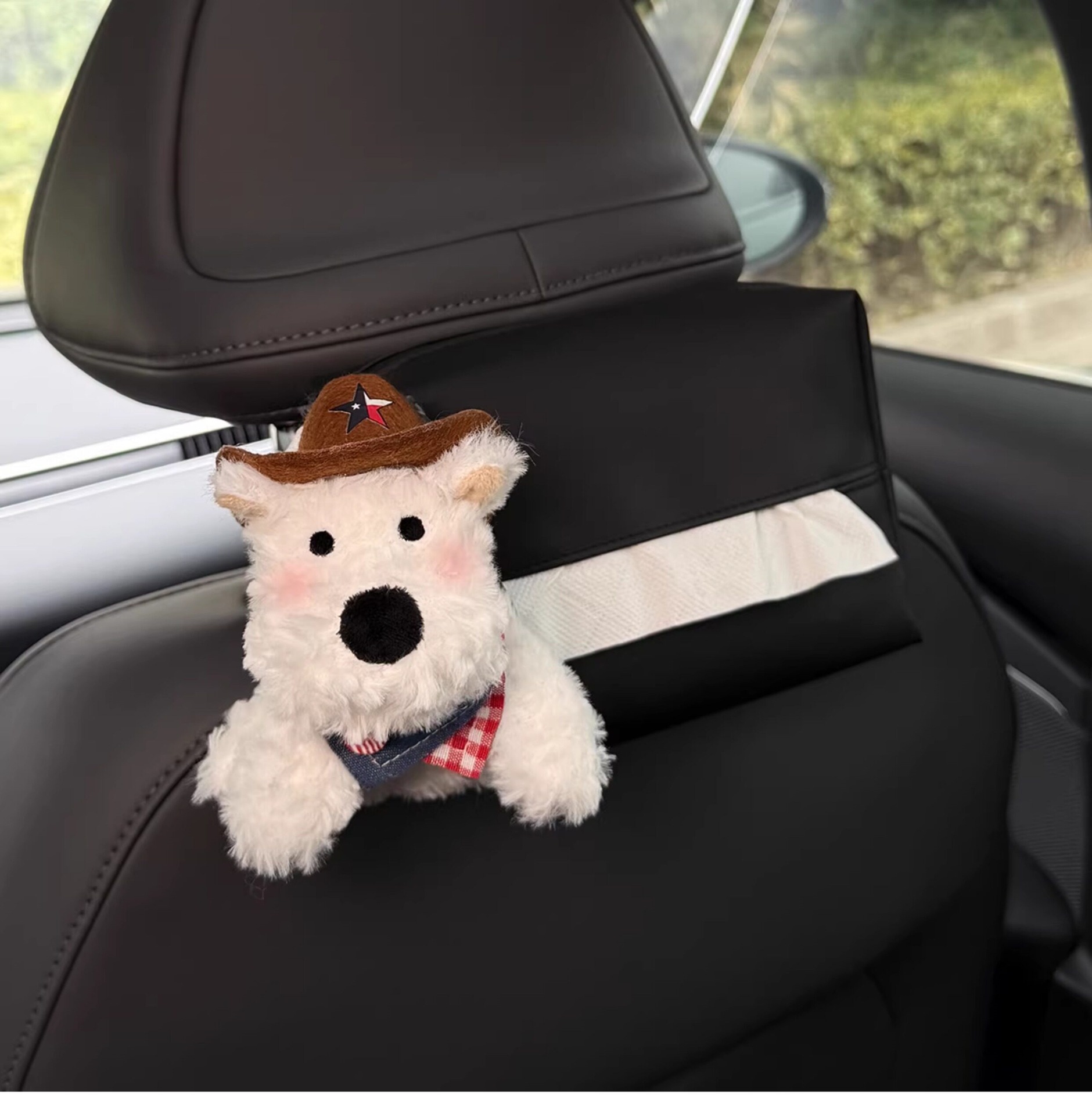 2026 New Model West Highland Car Tissue Box, Car Headrest Tissue Holder, Seat-Mounted Car Tissue Bag, Cute for Women