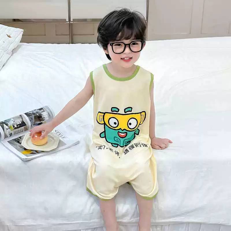 Summer thin pijama for boys, children's sleeping bag sleevless, umbilical bandage