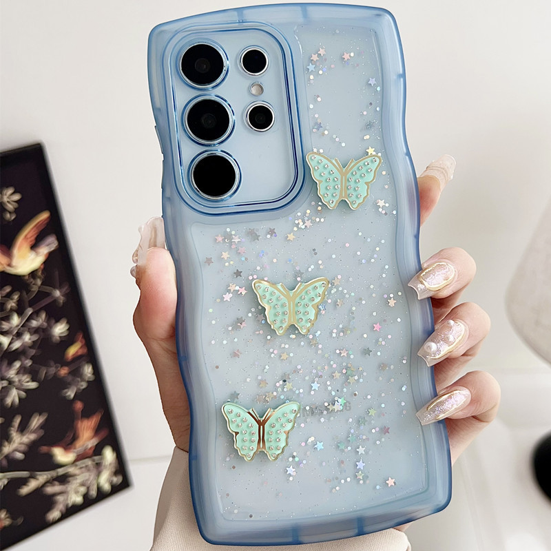 Suitable for Samsung S26Ultra Epoxy S23 Mobile Phone Case Note20 Glitter S22 Butterfly A35 Simple A26/A17