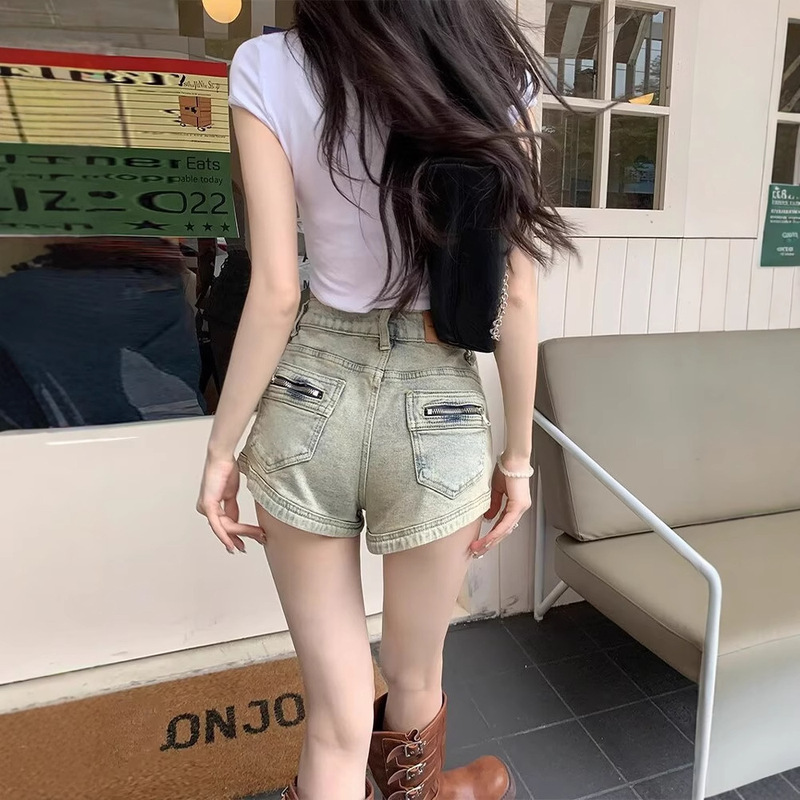 American Style Retro Hot Girl Slim-fit Slimming Women's Denim Pants Summer Thin TikTok Same Style Sexy Shorts for Small