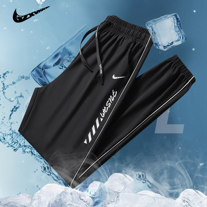 Cross-border men's clothing 2026 summer lightweight running fitness quick-dry jogger pants for men and women, summer ice silk casual pants