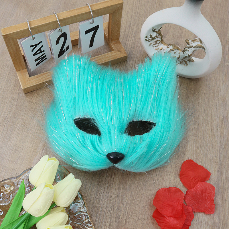 Halloween mitad cara de simulación felina felina máscara de zorro máscara de baile de disfraces accesorios de fiesta de cine y televisión