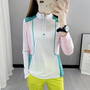 Outdoor sun protection quick-drying clothes women's long-sleeved T-shirt women's lightweight breathable quick-drying clothes running stretch sports hiking climbing