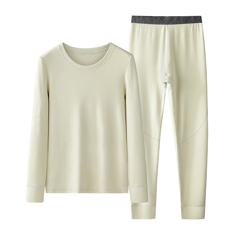 Nuevo transfronterizo de terciopelo de doble cara terciopelo caliente otoño y invierno damas ropa interior cálida de color sólido grueso ropa de cuello redondo