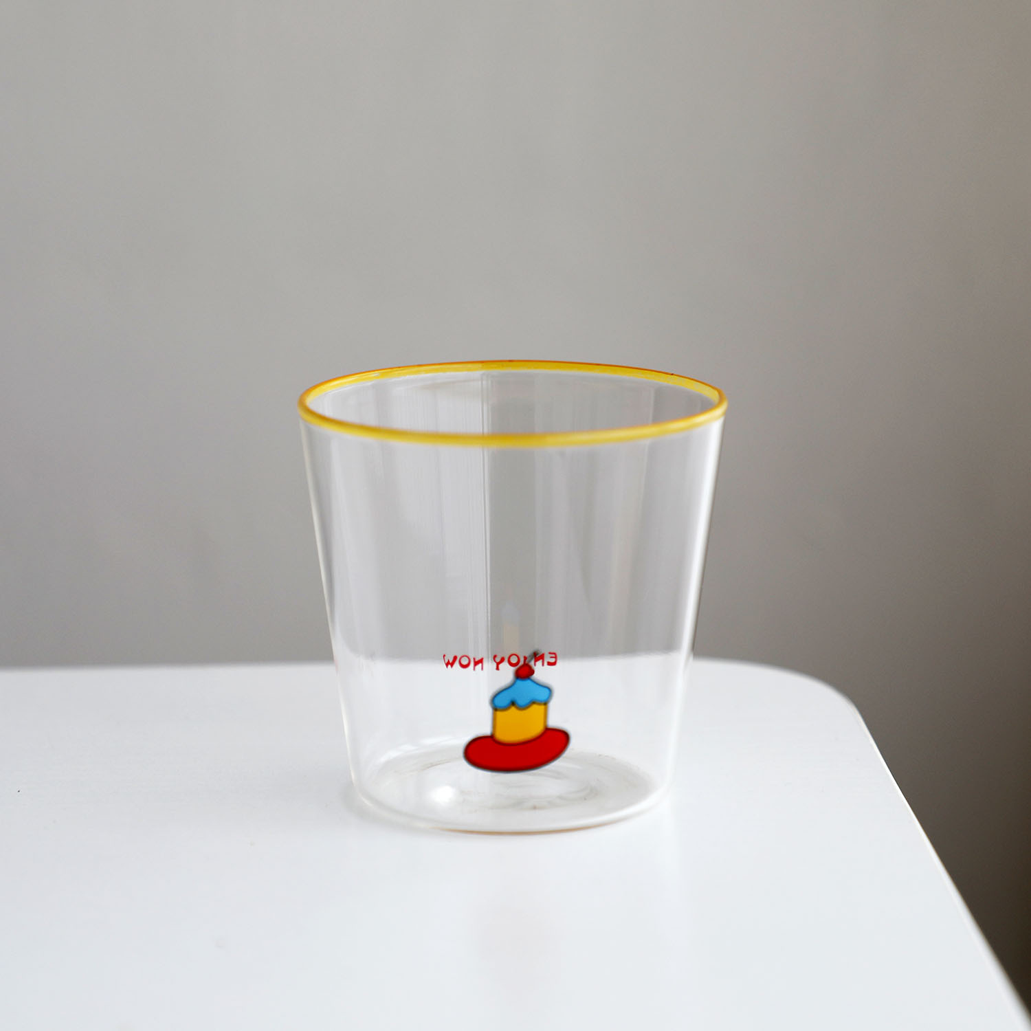 Colorful Summer Glass Cute Handy Red Blue Yellow Circle Rim Original Latte Iced Coffee Cup_voghion.com