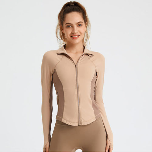 Stand collar sports jacket women's fitness top long-sleeved zipper cardigan elastic quick-drying running yoga clothing autumn and winter