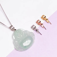 925纯银扣配件扣子观音玉石吊坠女扣穿针款美观大气手工DIY佛公扣