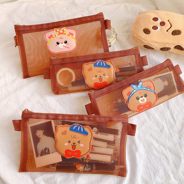 Cute capacious transparent Japanese big pencil case for students