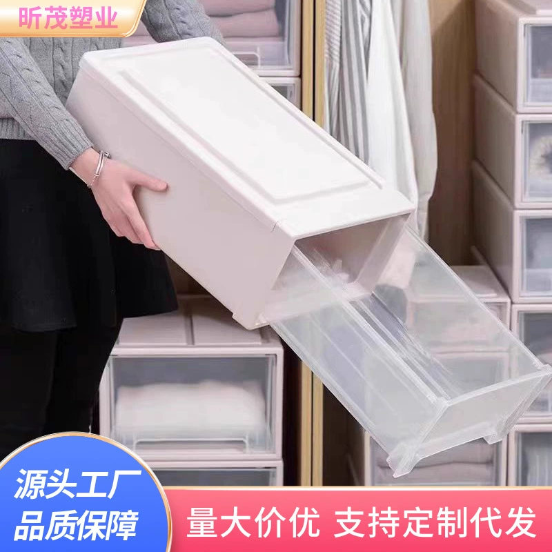 Коробка ящика для хранения домашнего гардероба Одежда Одежда Коробка для хранения Одежда Гардеробный шкафчик Прозрачная отделка Коробка для хранения