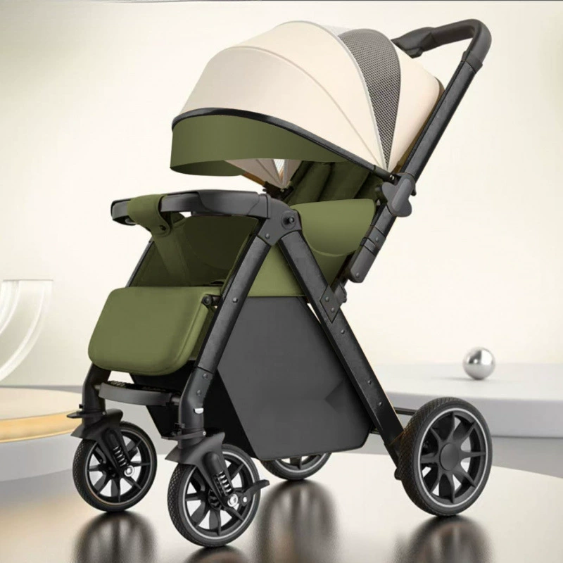 Двусторонняя прогулочная коляска с высокой посадкой, с возможностью сидения и лежания, легкая складная коляска, коляска с функцией "одним нажатием"