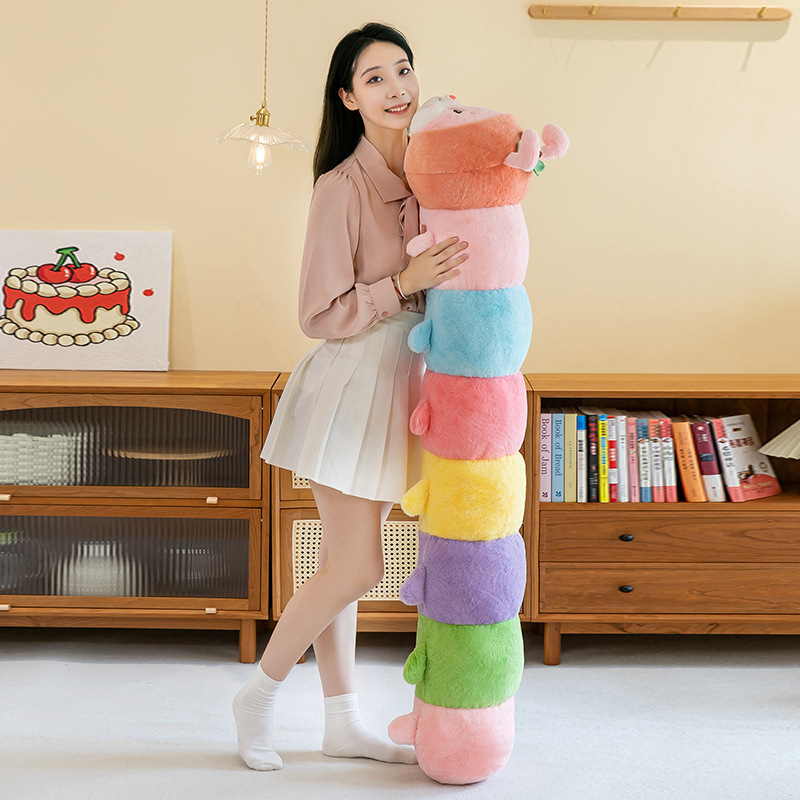 新しい小さなリンゴの毛虫のぬいぐるみ、カラフルで可愛い大きな長方形の抱き枕人形、誕生日プレゼント|undefined