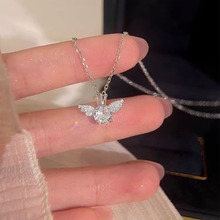 方行s925纯银守护天使项链女夏小众设计轻奢高级感皇冠吊坠锁骨链