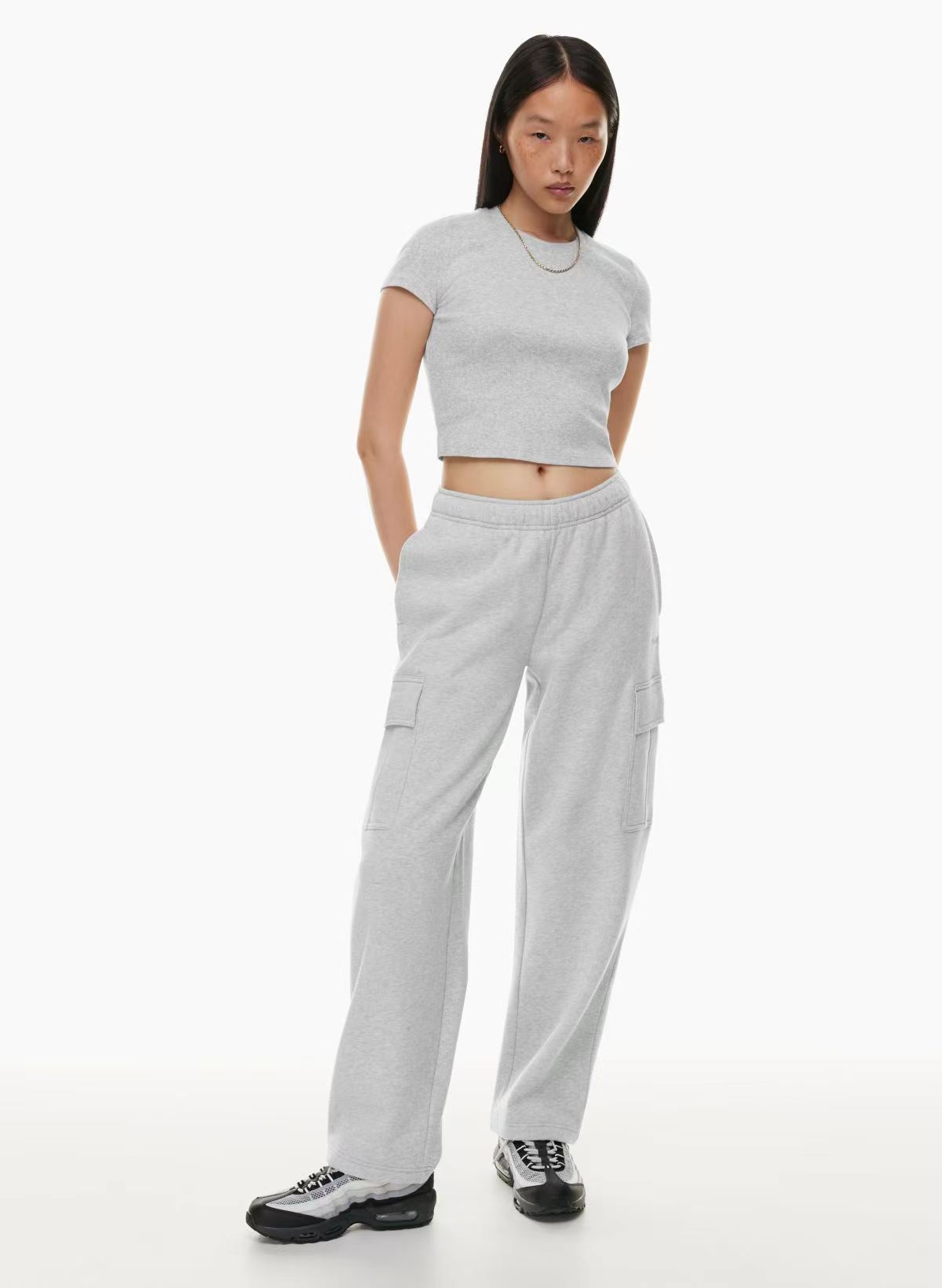 Amazon elástico de cintura alta pierna ancha pantalones cortos de las mujeres europeas y americanas transfronterizas otoño e invierno nuevos pantalones casuales sueltos de talla grande image 9