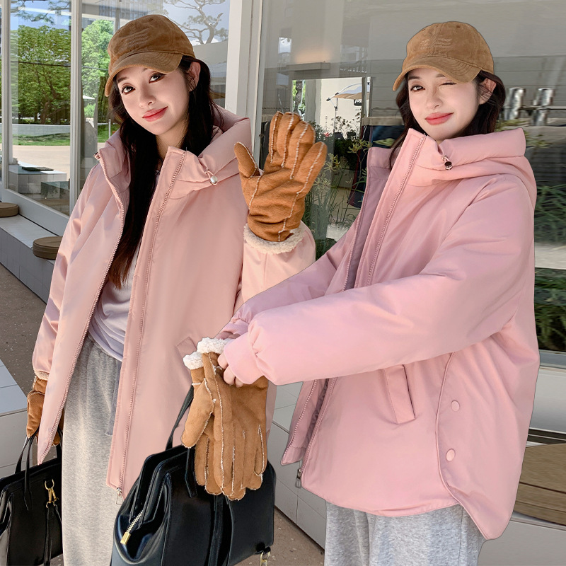 2025 otoño y invierno surcoreano Dongdamen nuevo temperamento de moda ropa de algodón de algodón de cuello vertical ropa de algodón de mujer abrigo corto