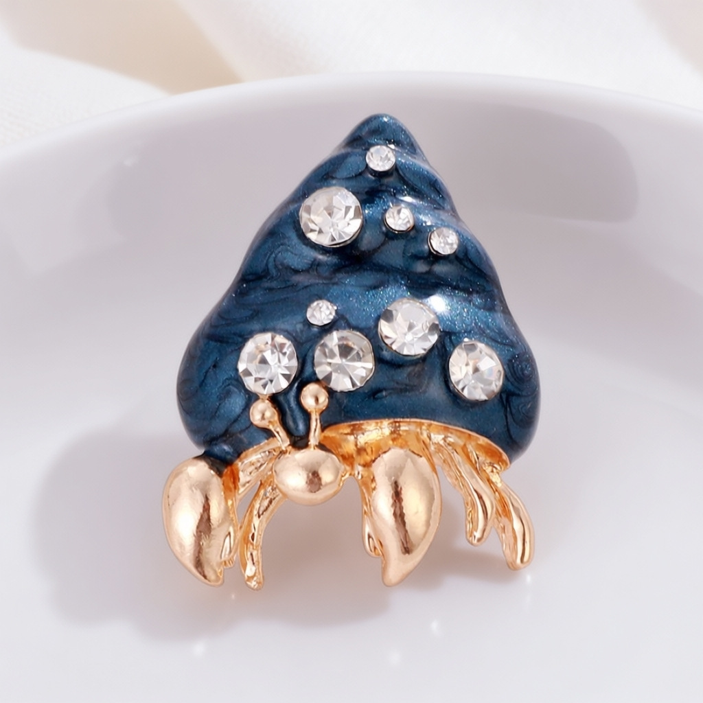 Korean-Style Creative Alloy Enamel Hermit Crab Shell Brooch, Fashionable and Versatile Women's Clothing Accessory Pin