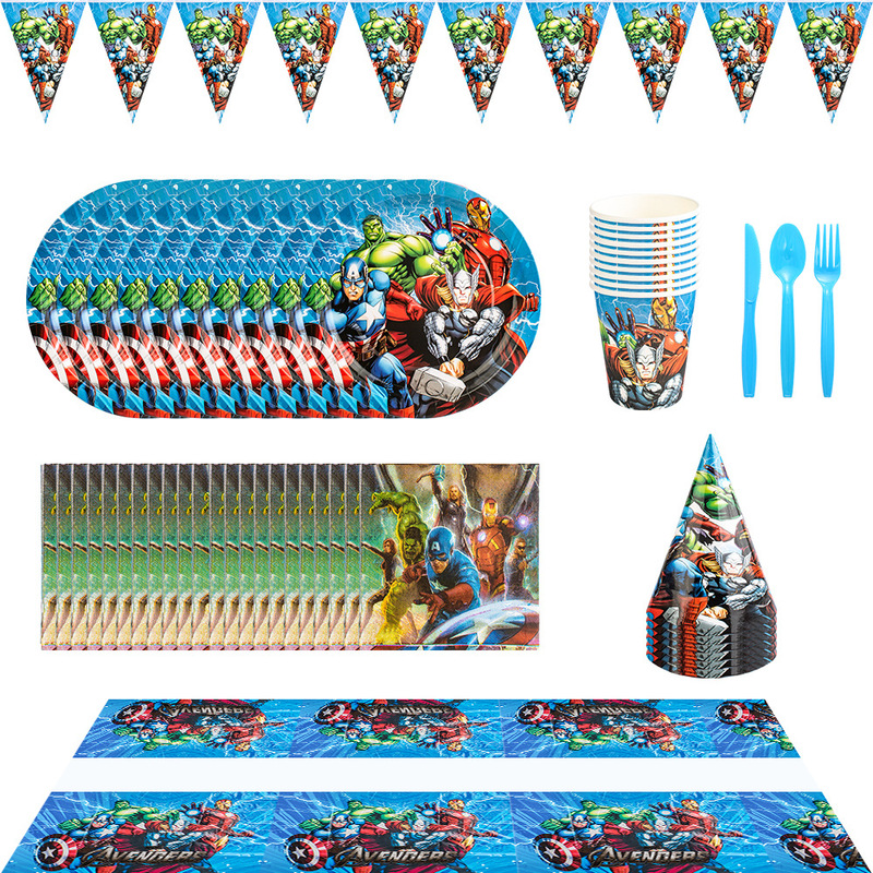 Avengers Children's Birthday Holiday Party Set Triangle Paper Cup Paper Plate Mask Party Tableware Set Avengers Children's Birthday Holiday Party Set Triangle Paper Cup Paper Plate Mask Party Tableware Set