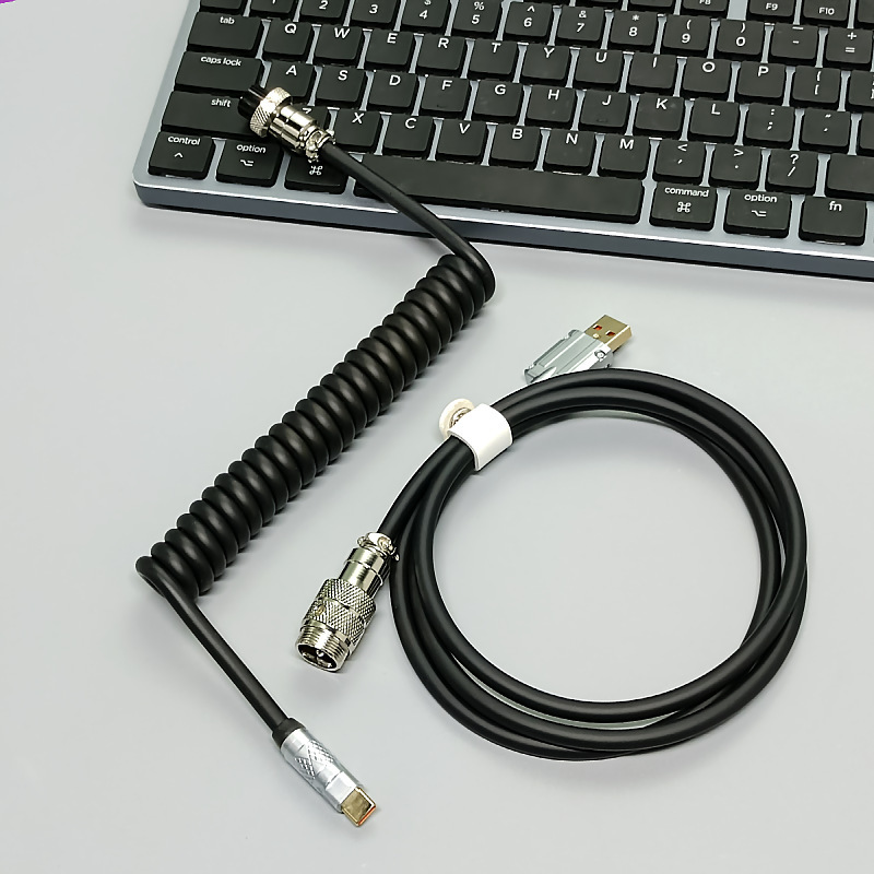 8 18K 磁気軸メカニカルキーボードケーブル PU 航空プラグインケーブル高速充電データケーブルスプリングケーブルスパイラルケーブル RGB ケーブルカスタマイズ|undefined