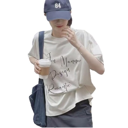 Lazy Style Retro Oversize Streetwear White Summer T-Shirt for Women Korean Version Plus Size Instagram Style Loose Streetwear for Men