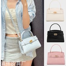 小C家2025新款凯莉包鳄鱼纹锁扣小方包手拎单肩斜挎百搭通勤女包