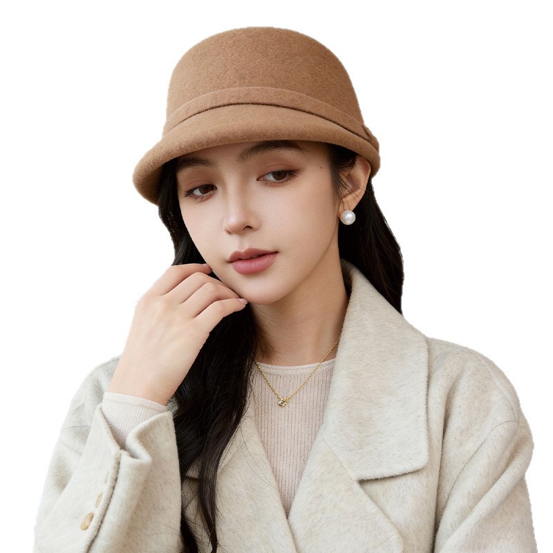 에응설 여성 울 혼방 짧은 챙 승마 모자 가을 겨울 프렌치 인스타 감성 헵번